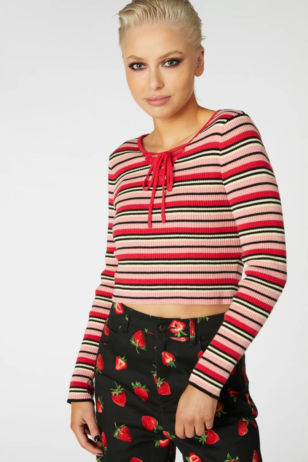 Knitwear & Cardis<Dangerfield 90S Fetch Stripey Crop Knit