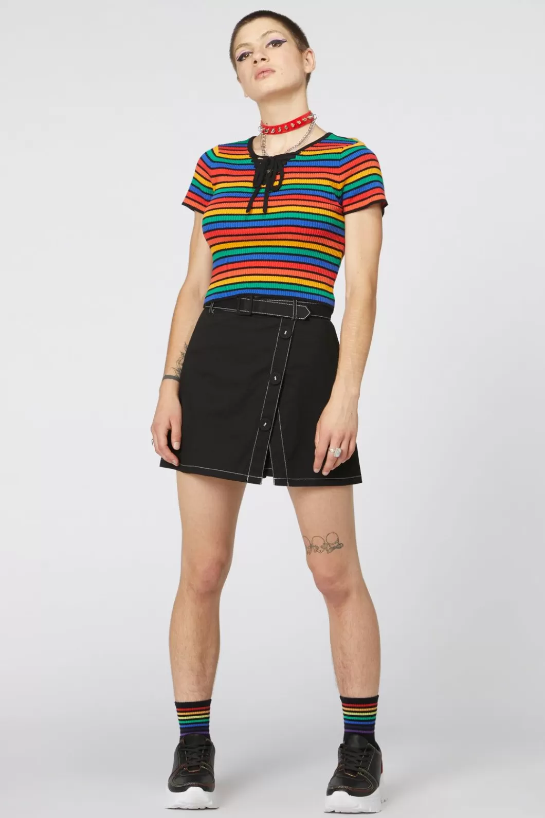 Knitwear & Cardis<Dangerfield 90S Rainbow Crop Rib Knit