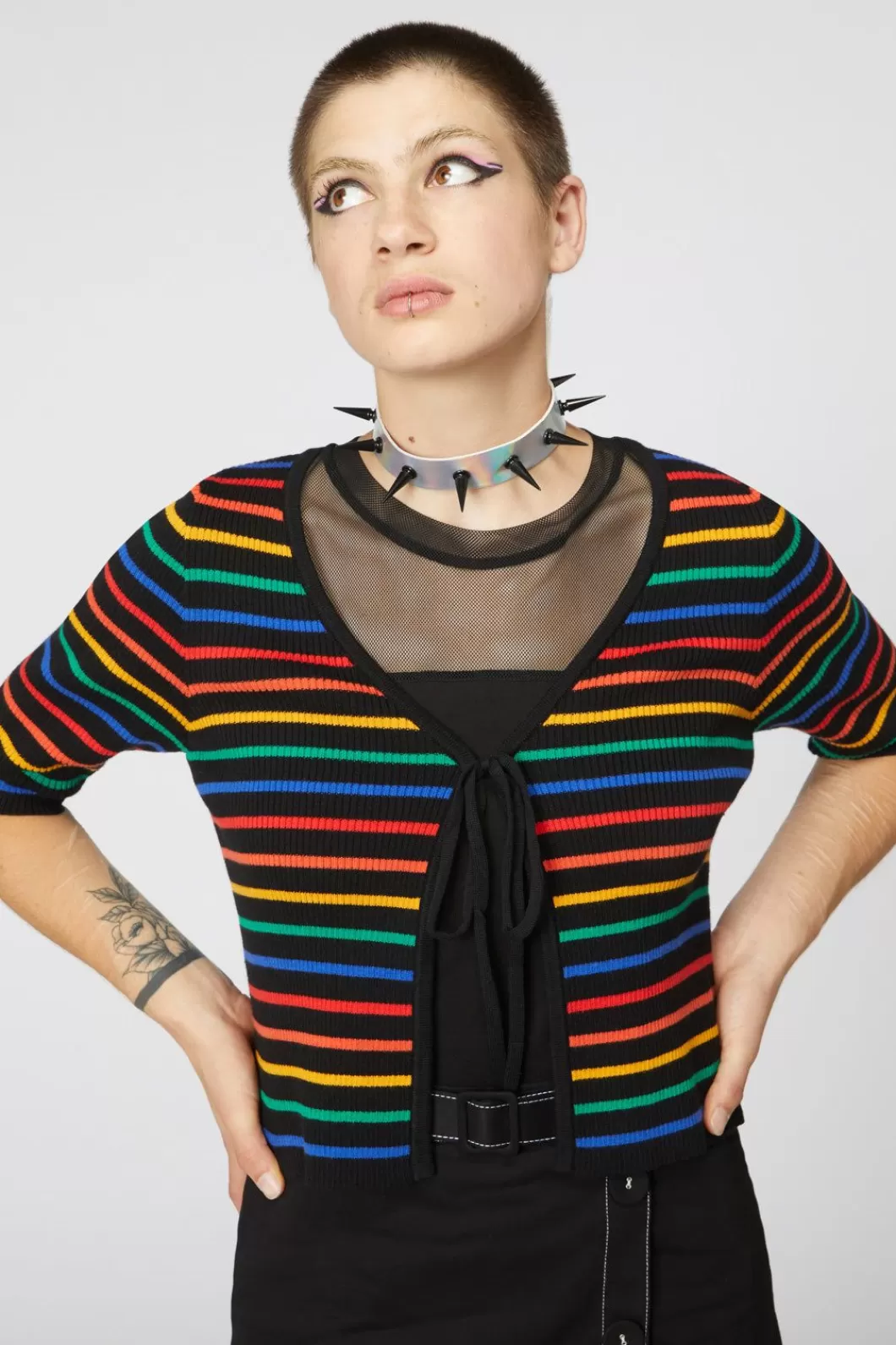 Knitwear & Cardis<Dangerfield 90S Tie Up Rainbow Cardi