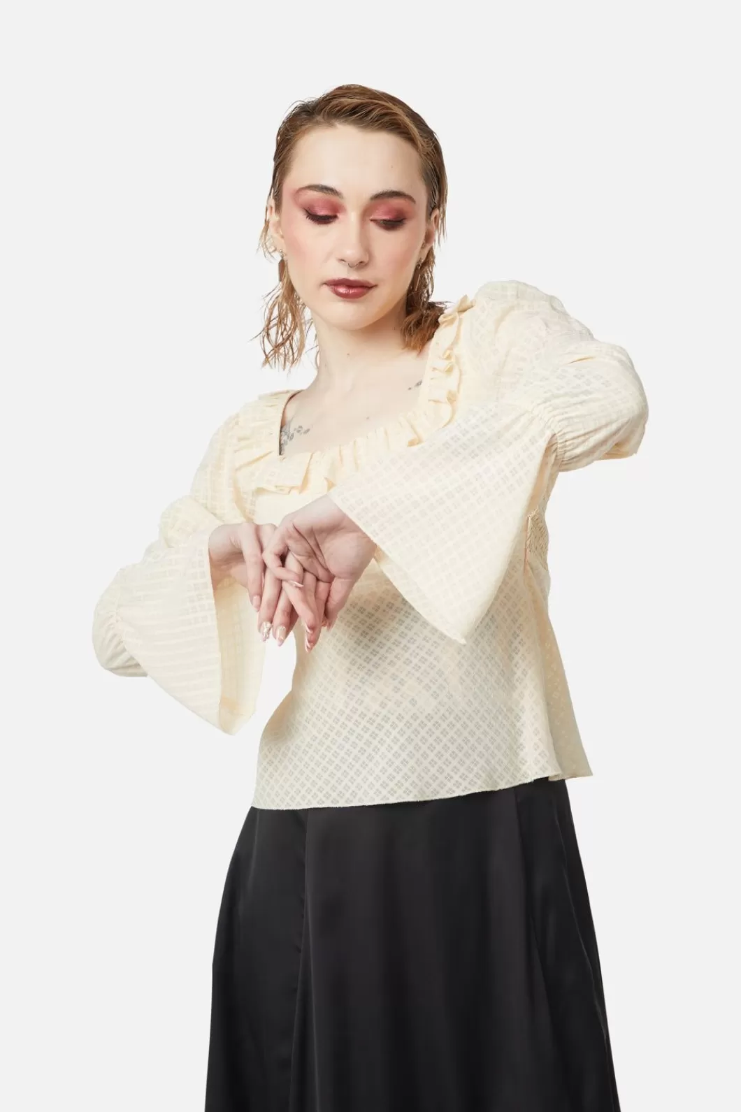 Blouses & Tops<Dangerfield All Of White Sheer Blouse