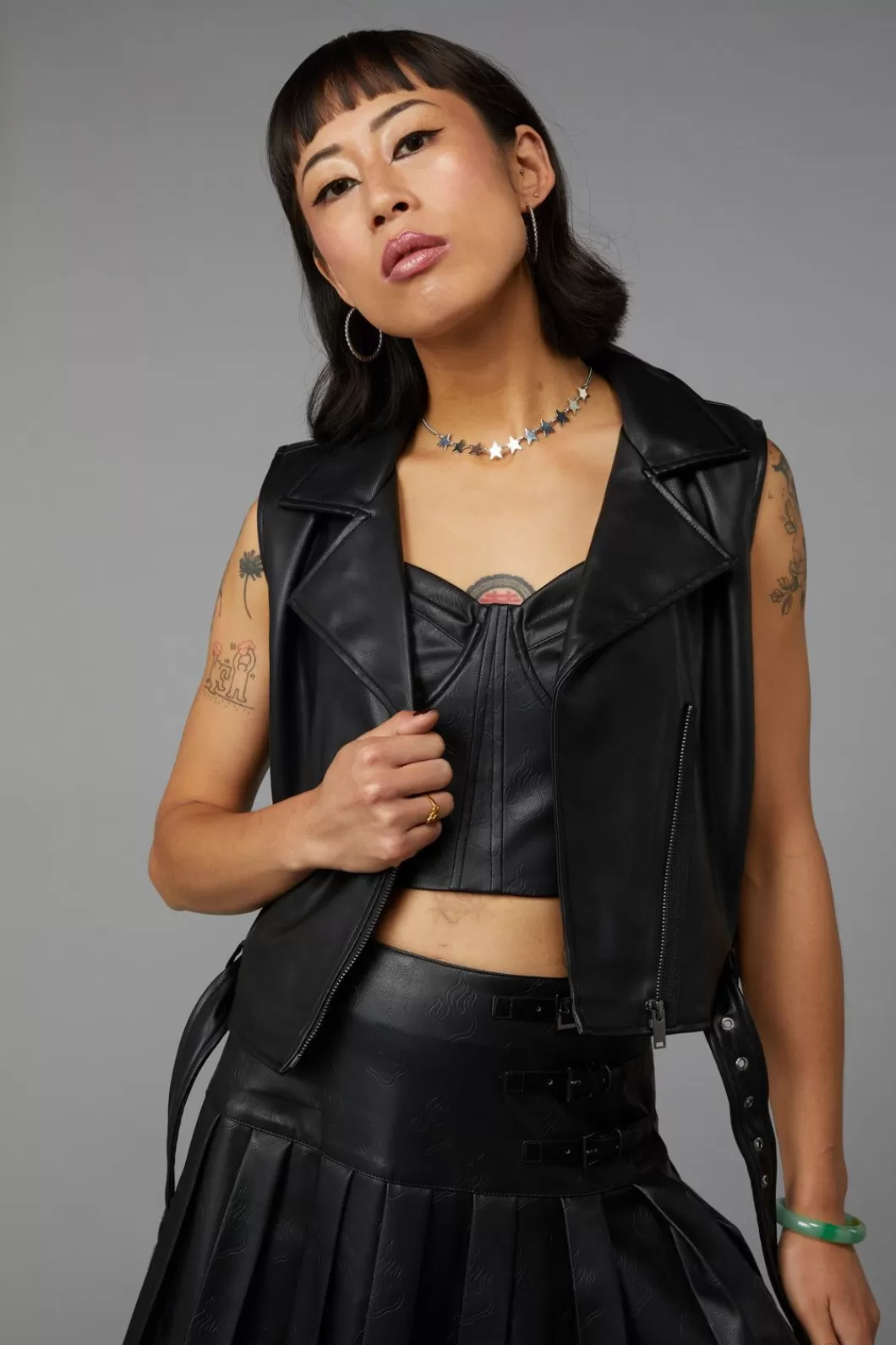 Jackets & Coats<Black Friday Back At It Pu Biker Vest