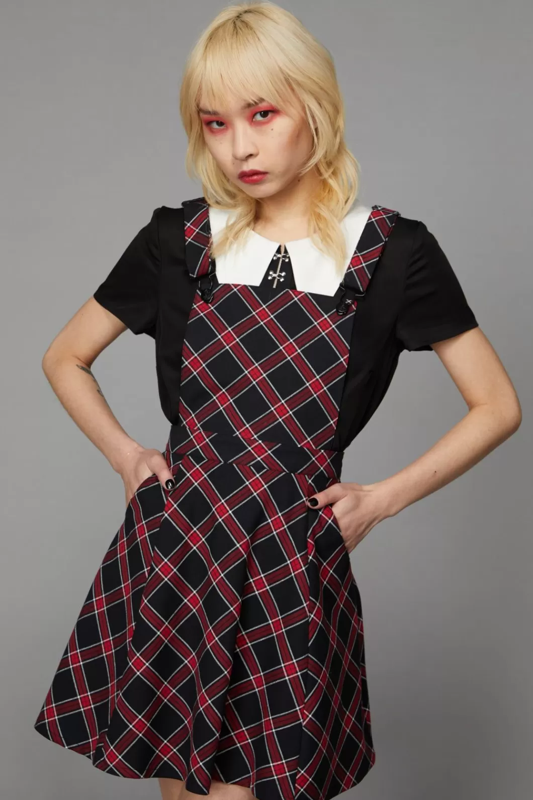 Dresses & Pinafores<Black Friday Batty Goth Tartan Pinafore