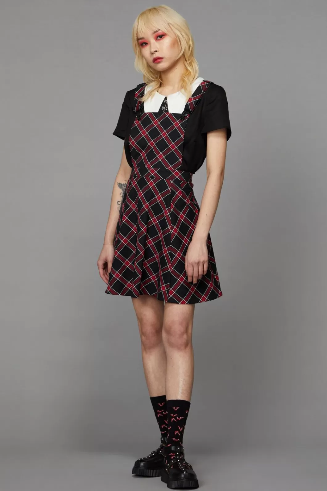 Dresses & Pinafores<Black Friday Batty Goth Tartan Pinafore