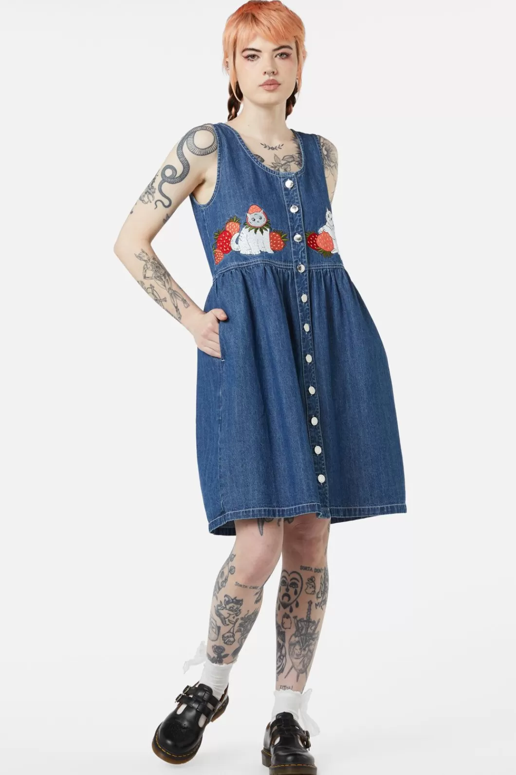 Dresses & Pinafores<Dangerfield Berry Kitty Denim Pinafore