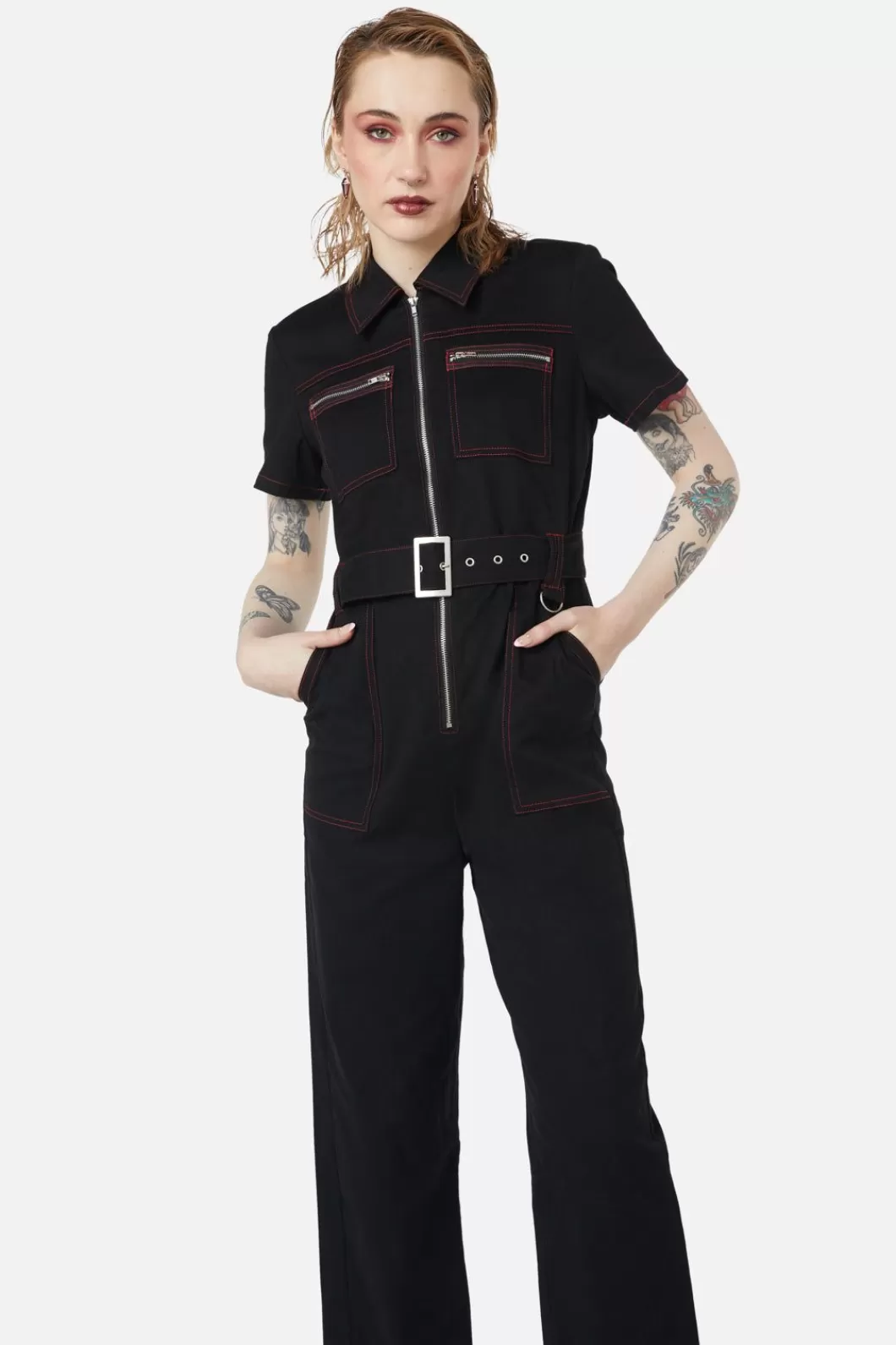 Pants & Jumpsuits<Dangerfield Bitter Recluse Contrast Stitch Jumpsuit