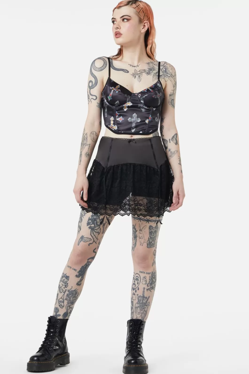 Skirts & Skorts<Dangerfield Boudoir Satin Lace Skort