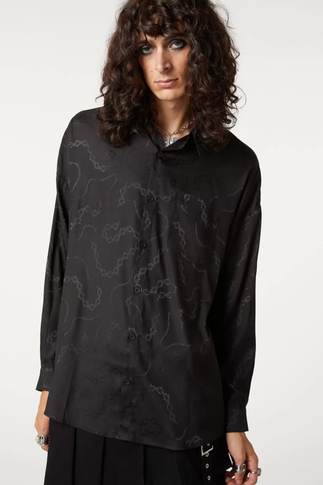 Blouses & Tops<Dangerfield Bound U0026 Chained Satin Long Sleeve Shirt