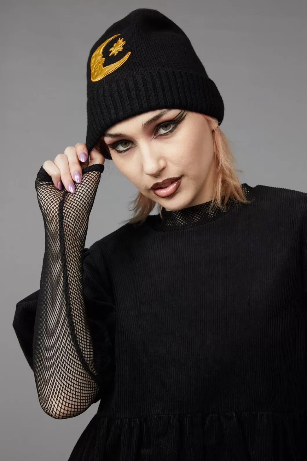 Hats<Black Friday Celestial Applique Beanie