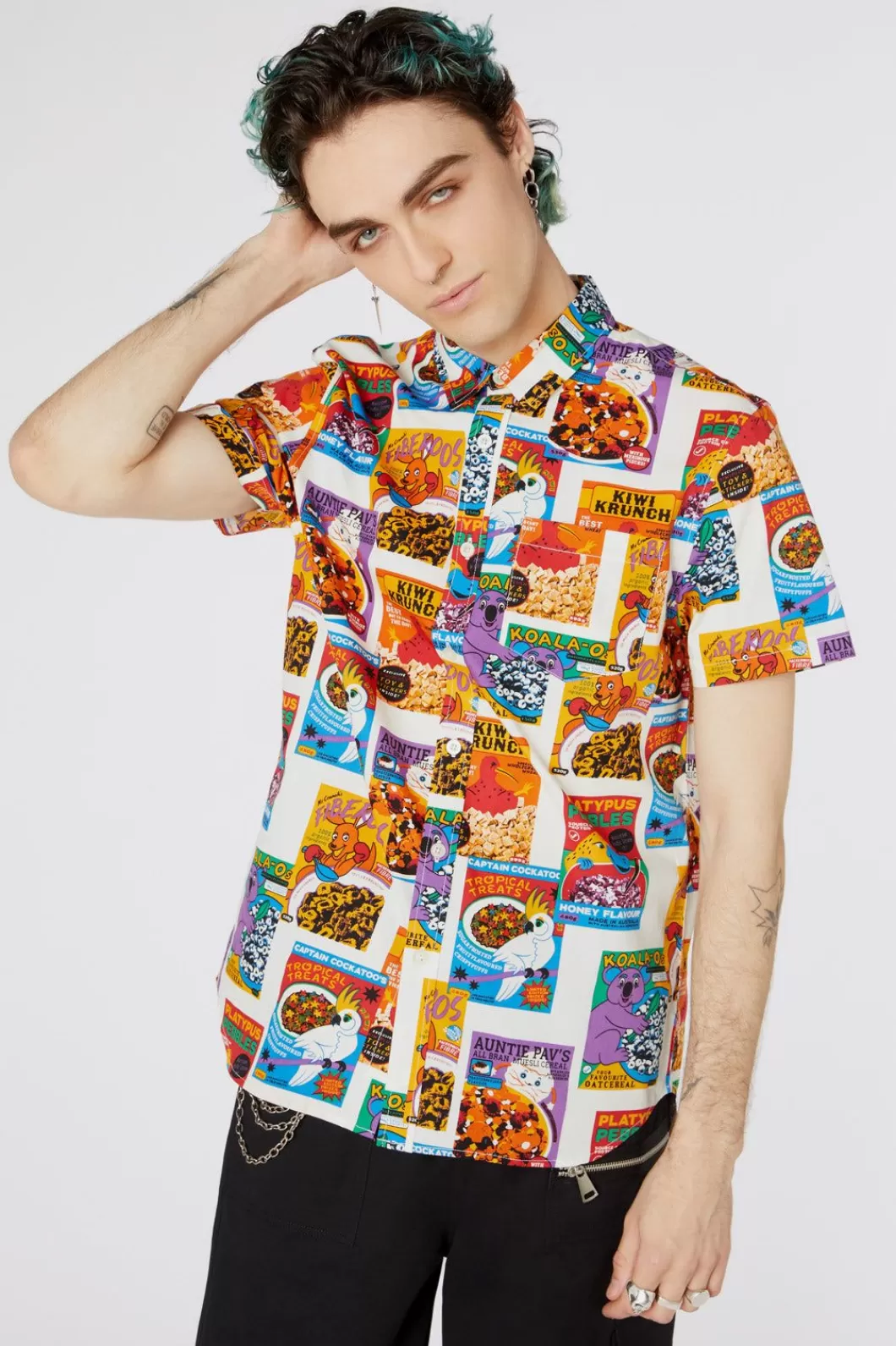 Shirts & Tees<Dangerfield Cereal Print Cotton Ss Shirt