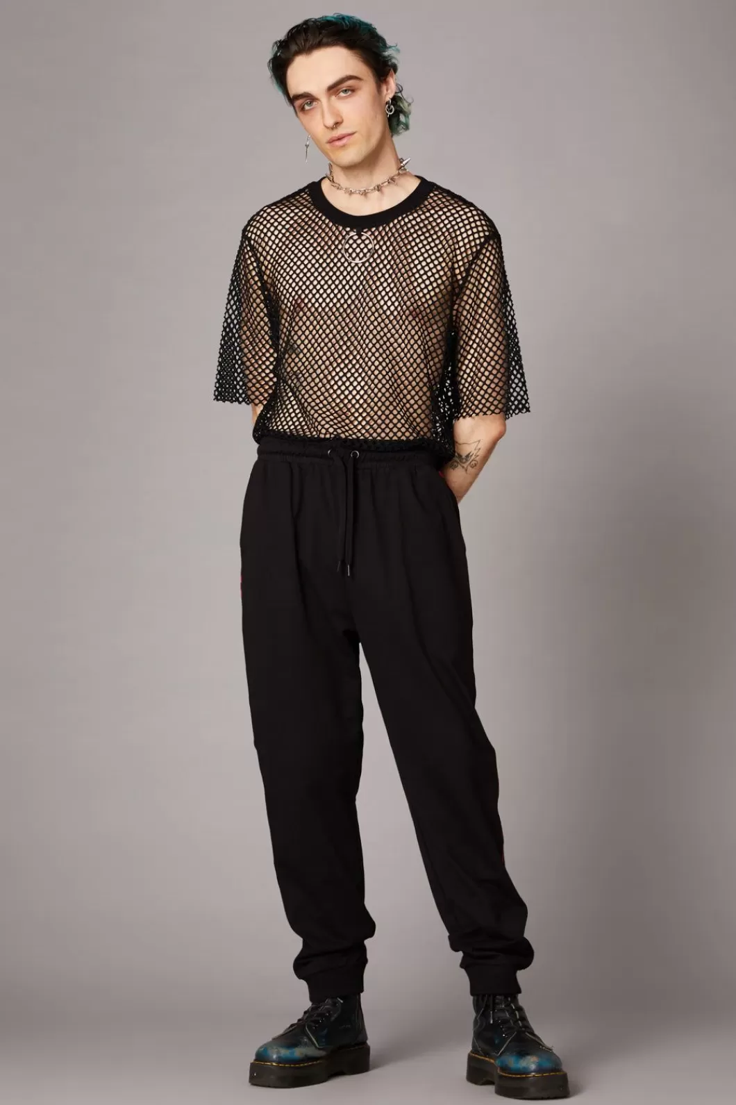 Pants & Shorts<Black Friday Check Print Goth Trackpant