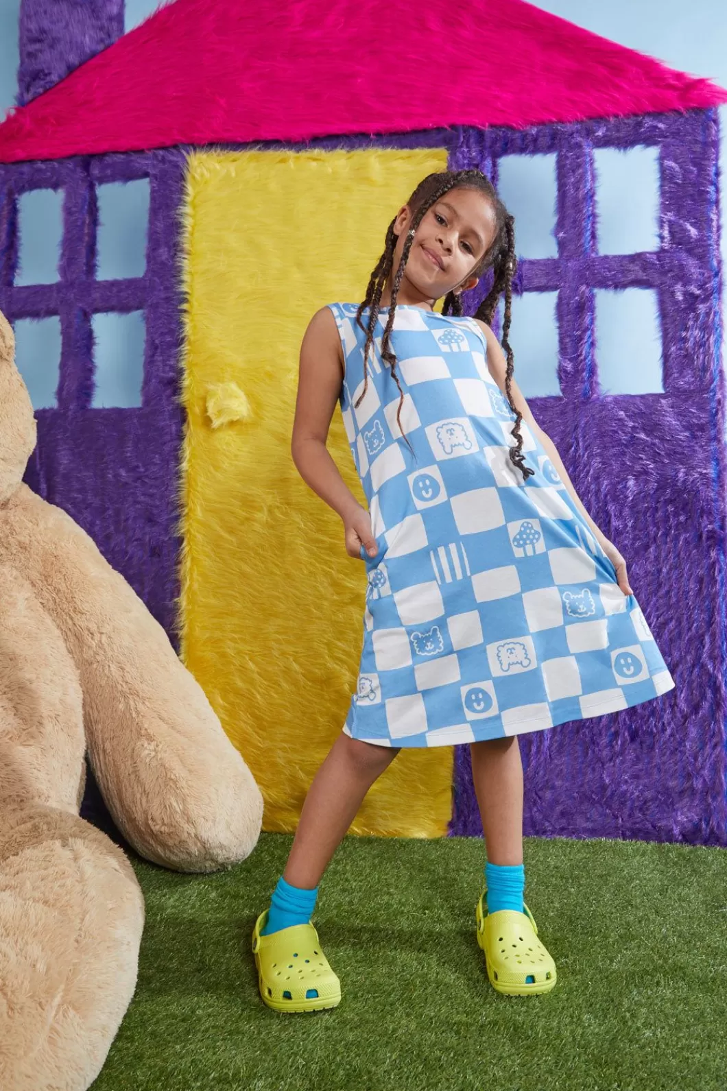 Dresses & Pinafores<Dangerkids Checkers Kids Jersey Dress