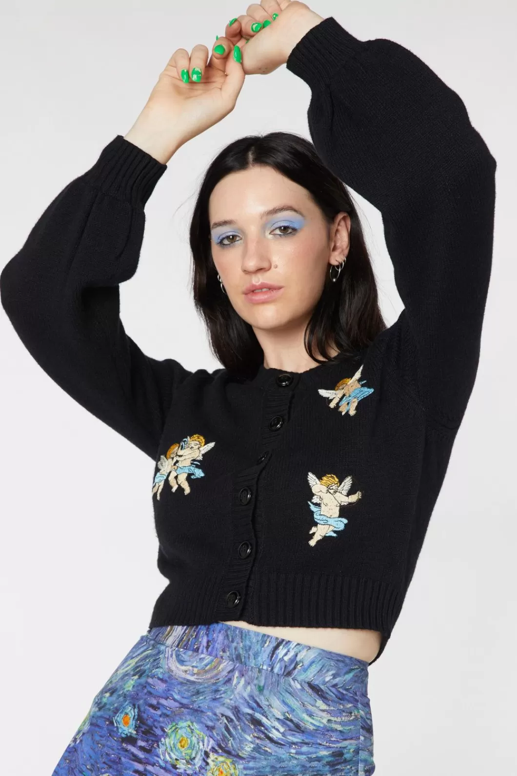 Knitwear & Cardis<Dangerfield Cherub Embroidery Cardi