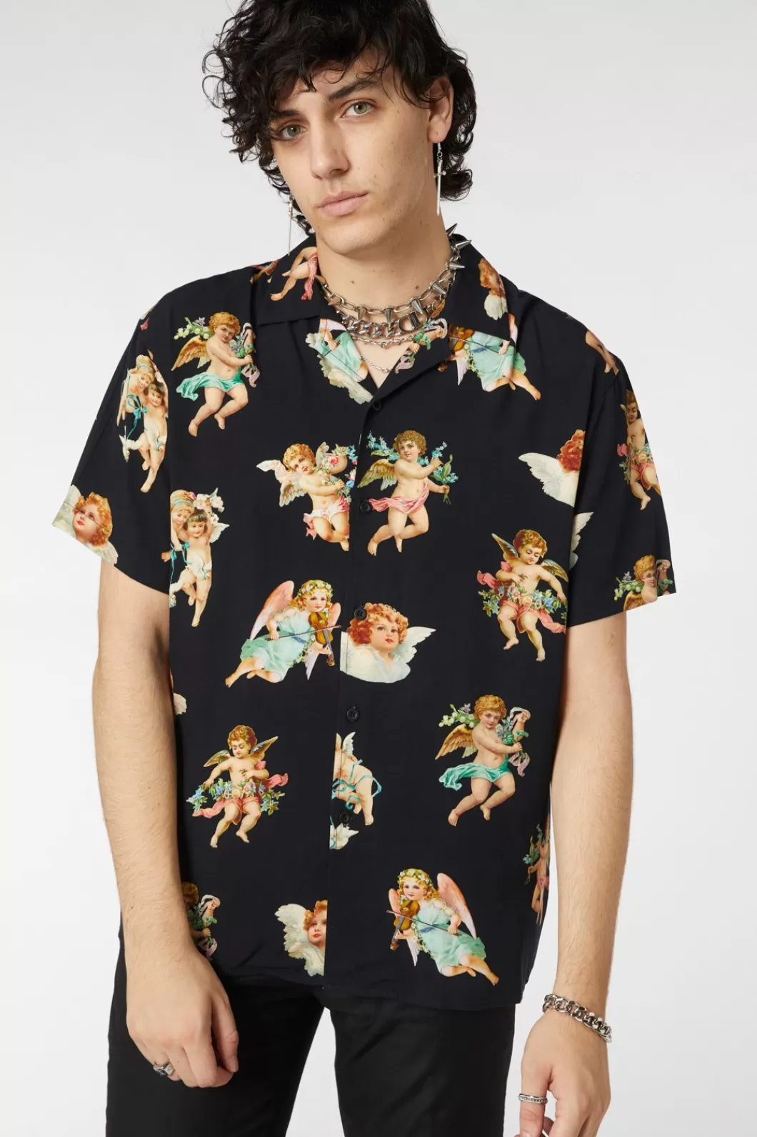 Shirts & Tees<Dangerfield Cherub Viscose Print Shirt