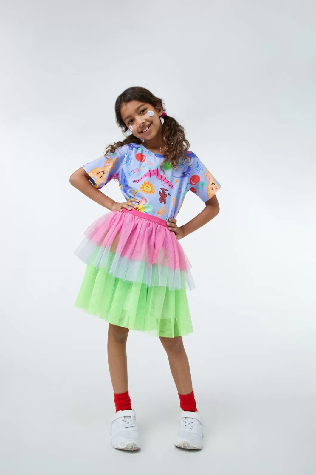 Bottoms<Dangerkids Colour Block Kids Mesh Layered Skirt