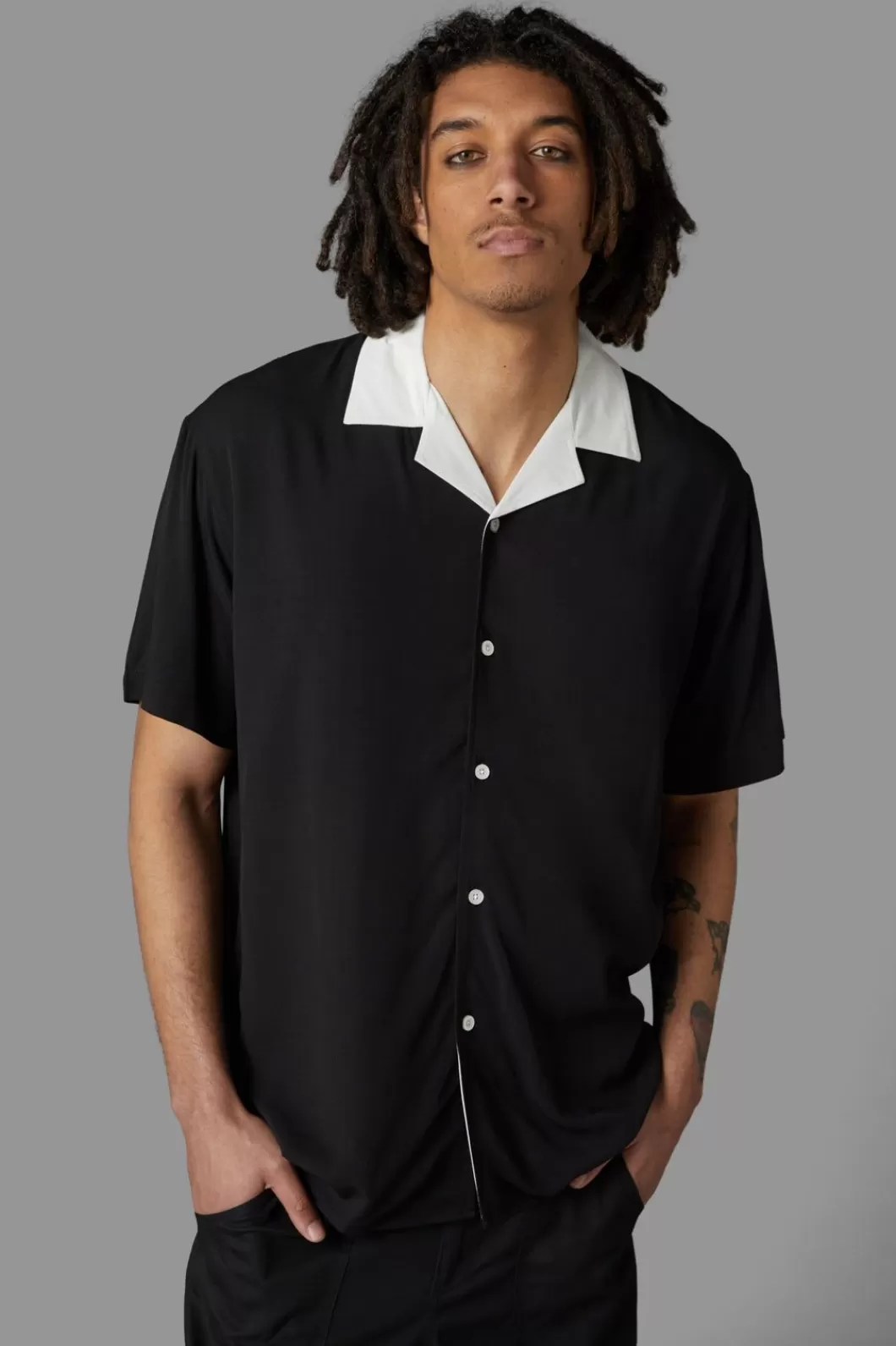 Shirts & Tees<Black Friday Contrast Collar Short Sleeve Shirt