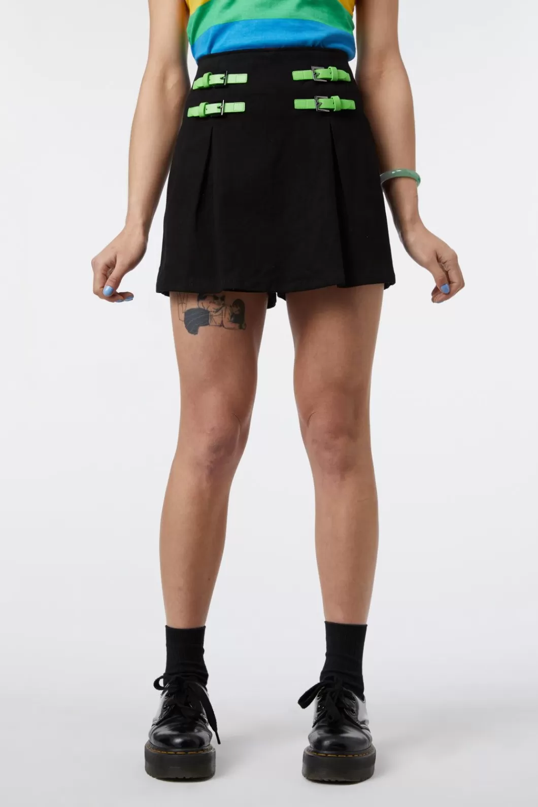 Skirts & Skorts<Black Friday Contrast Green Buckle Skort