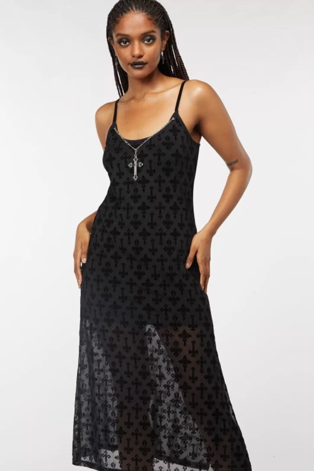 Dresses & Pinafores<Dangerfield Crucifix Mesh Slip Dress