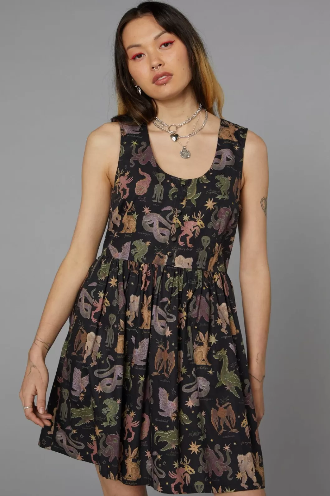 Dresses & Pinafores<Black Friday Cryptid Print Dress