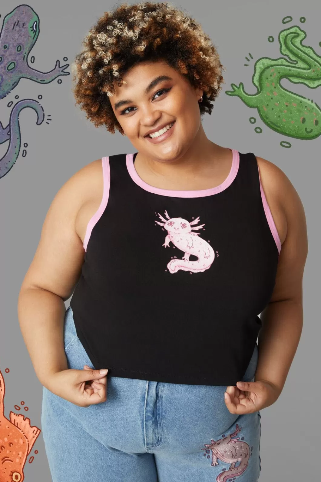 Curve Tops & Blouses<Black Friday Curve Axolotl Tank