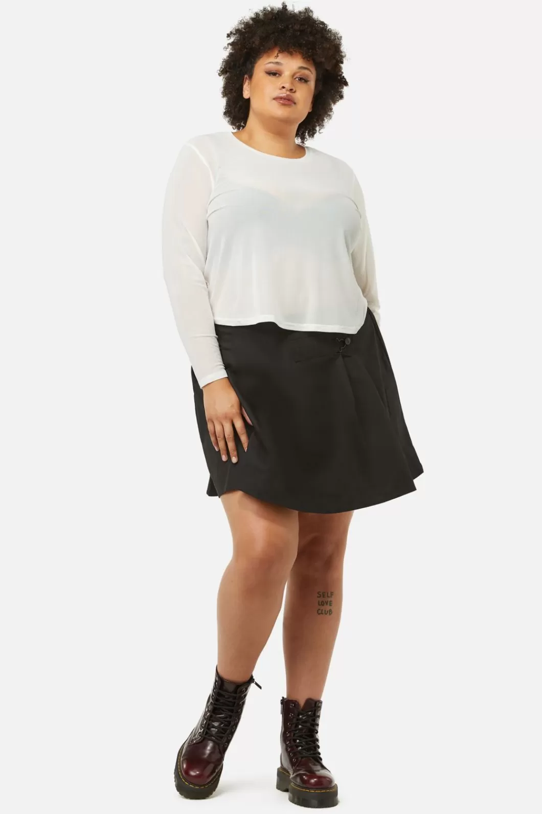 Curve Tops & Blouses<Dangerfield Curve Basic Mesh Long Sleeve Top