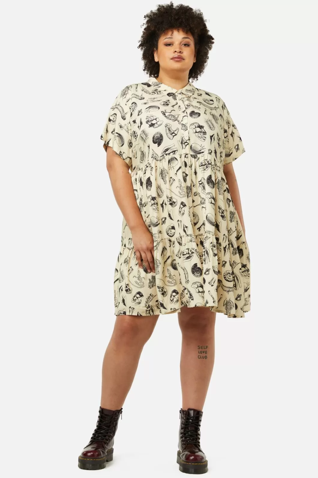 Dresses & Pinafores<Dangerfield Curve Body Fossils Printed Dress