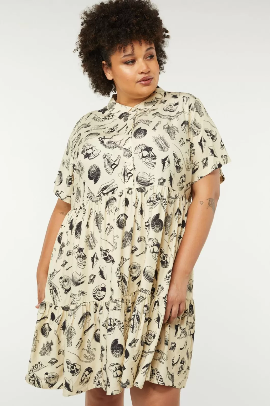 Dresses & Pinafores<Dangerfield Curve Body Fossils Printed Dress