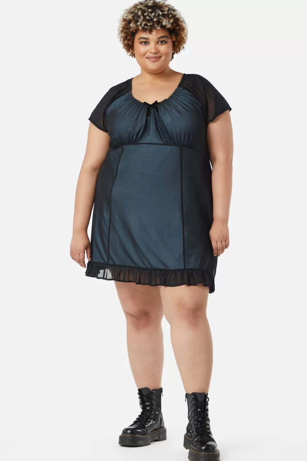 Dresses & Pinafores<Dangerfield Curve Confess Mesh Mini Dress