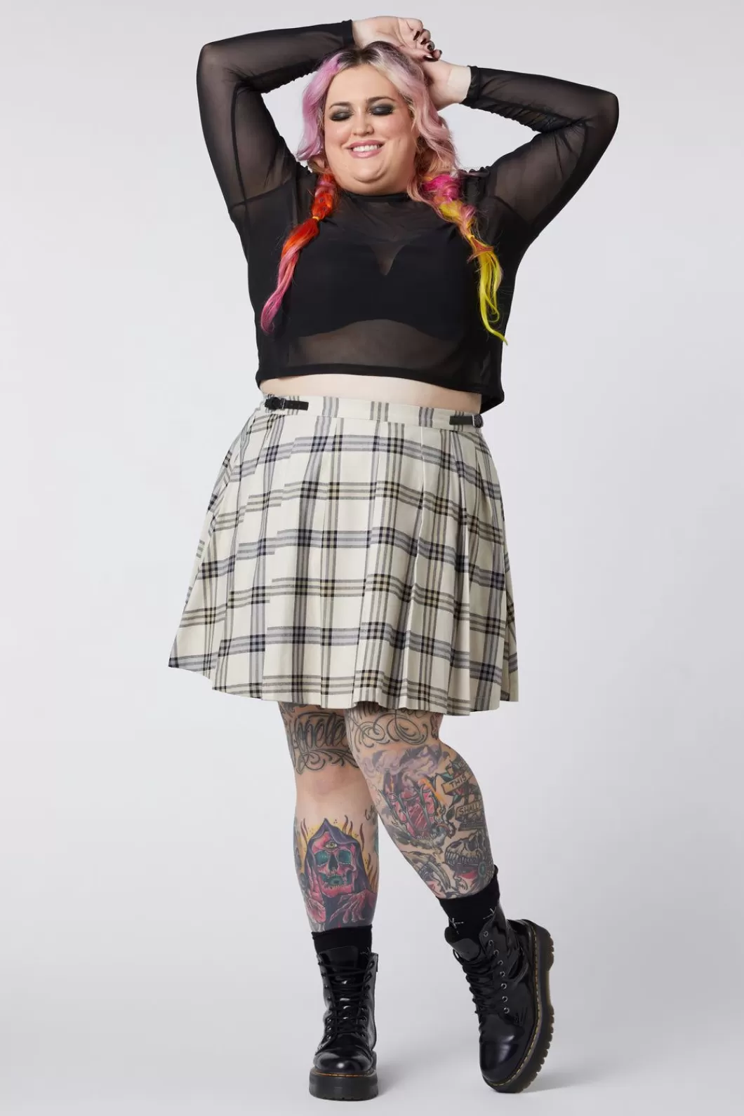 Curve Pants & Skirts<Dangerfield Curve Crescent Tartan Pleat Skirt