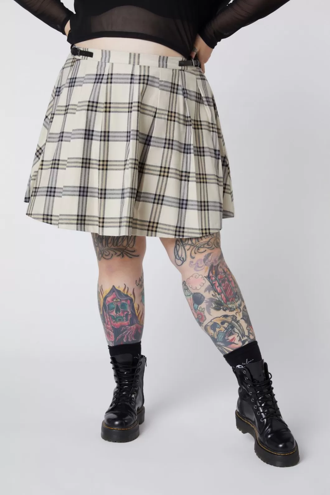 Curve Pants & Skirts<Dangerfield Curve Crescent Tartan Pleat Skirt