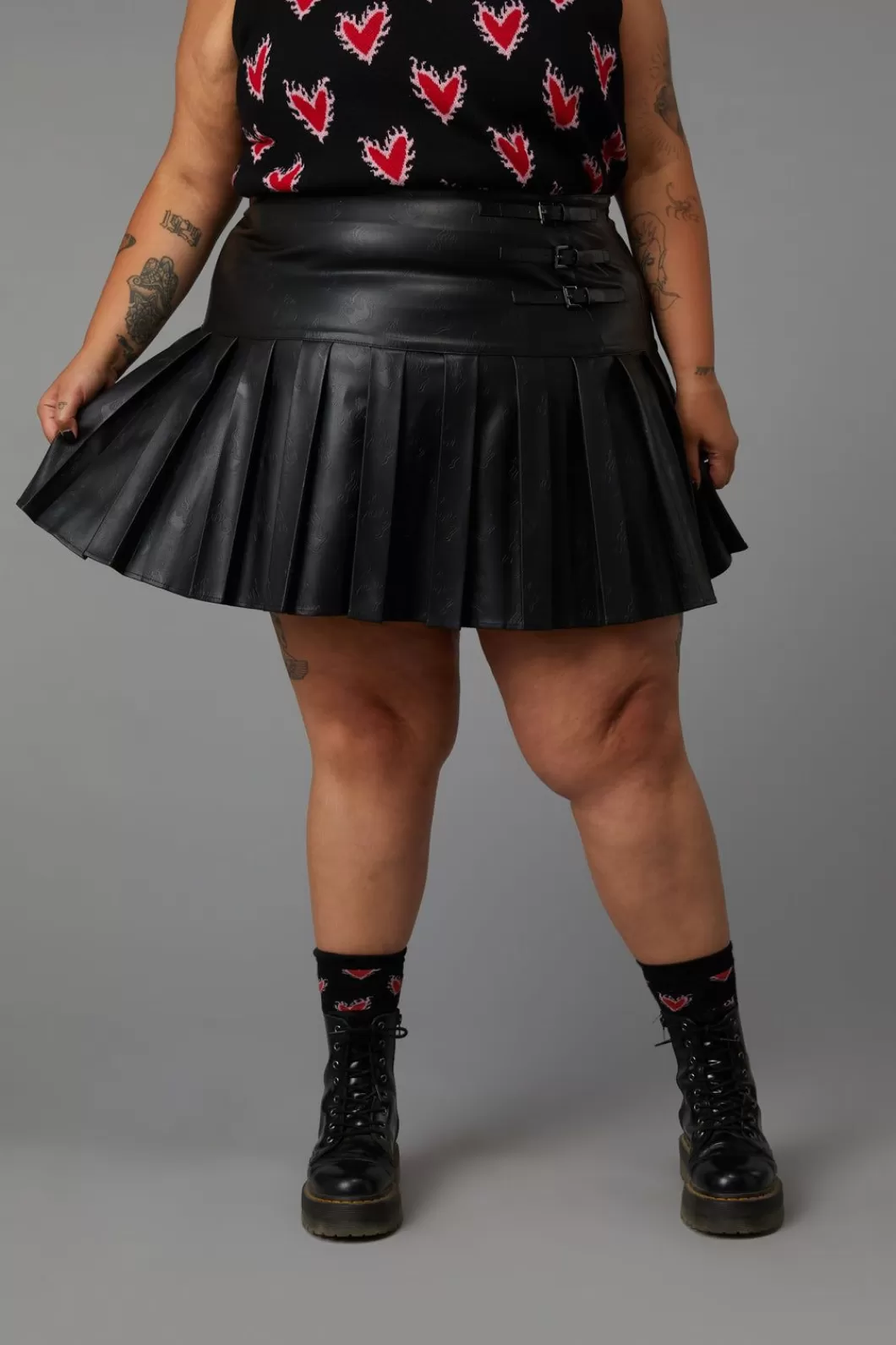 Curve Pants & Skirts<Black Friday Curve Flamin Embossed Pu Skirt