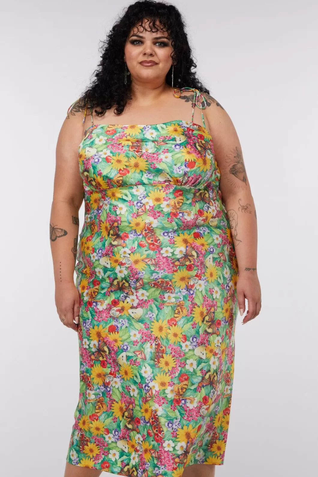 Dresses & Pinafores<Dangerfield Curve Glade Satin Slip Dress