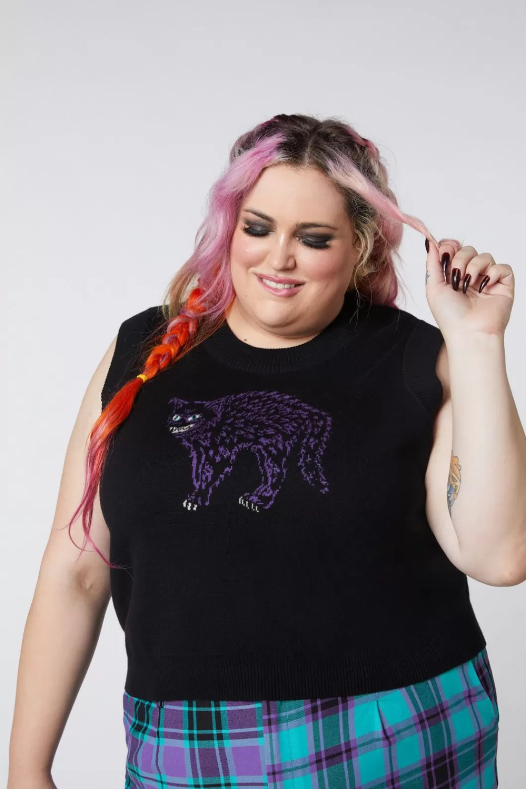 Curve Tops & Blouses<Dangerfield Curve Grinning Cat Placement Vest