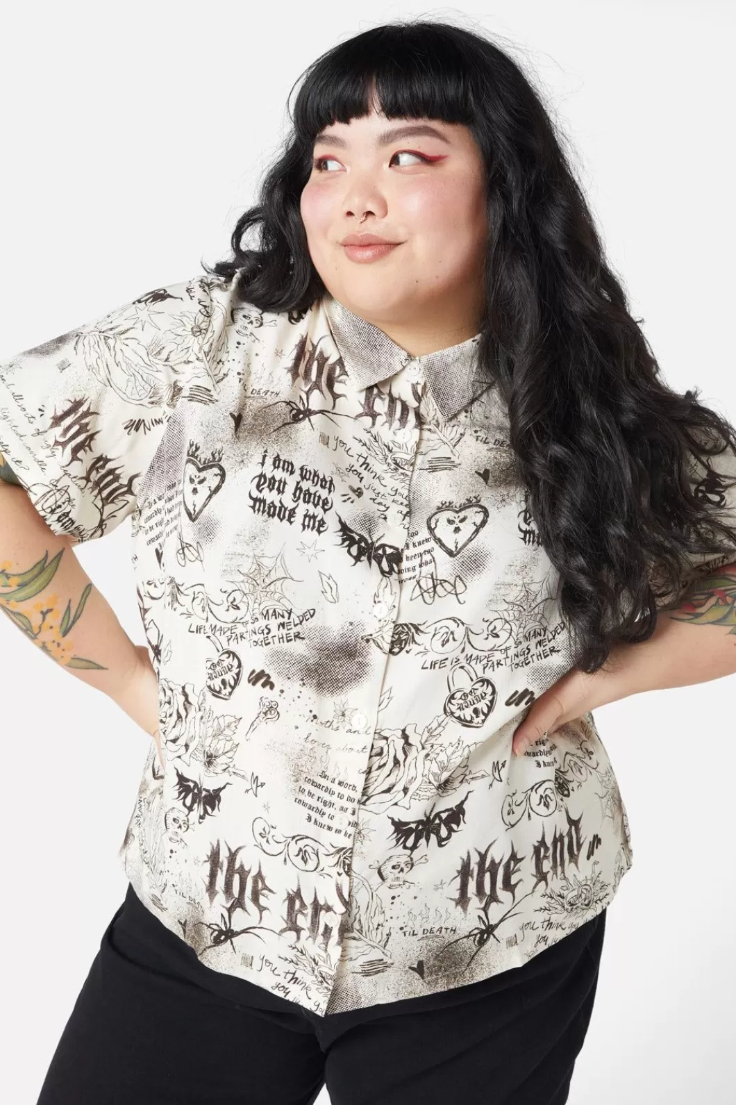 Curve Tops & Blouses<Dangerfield Curve Lover'S Departure Printed Blouse