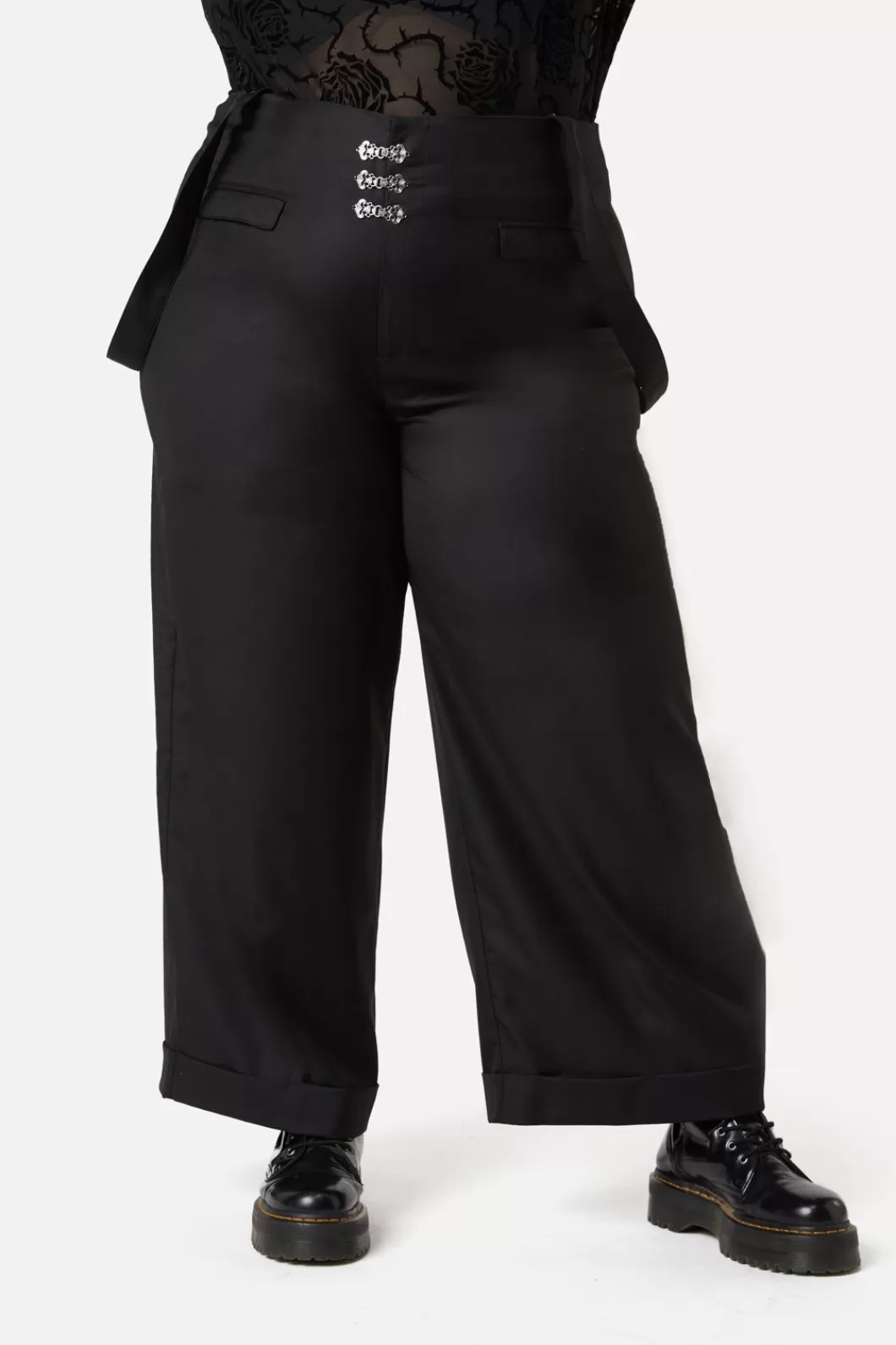 Curve Pants & Skirts<Dangerfield Curve Ornate Tux High Rise Pant