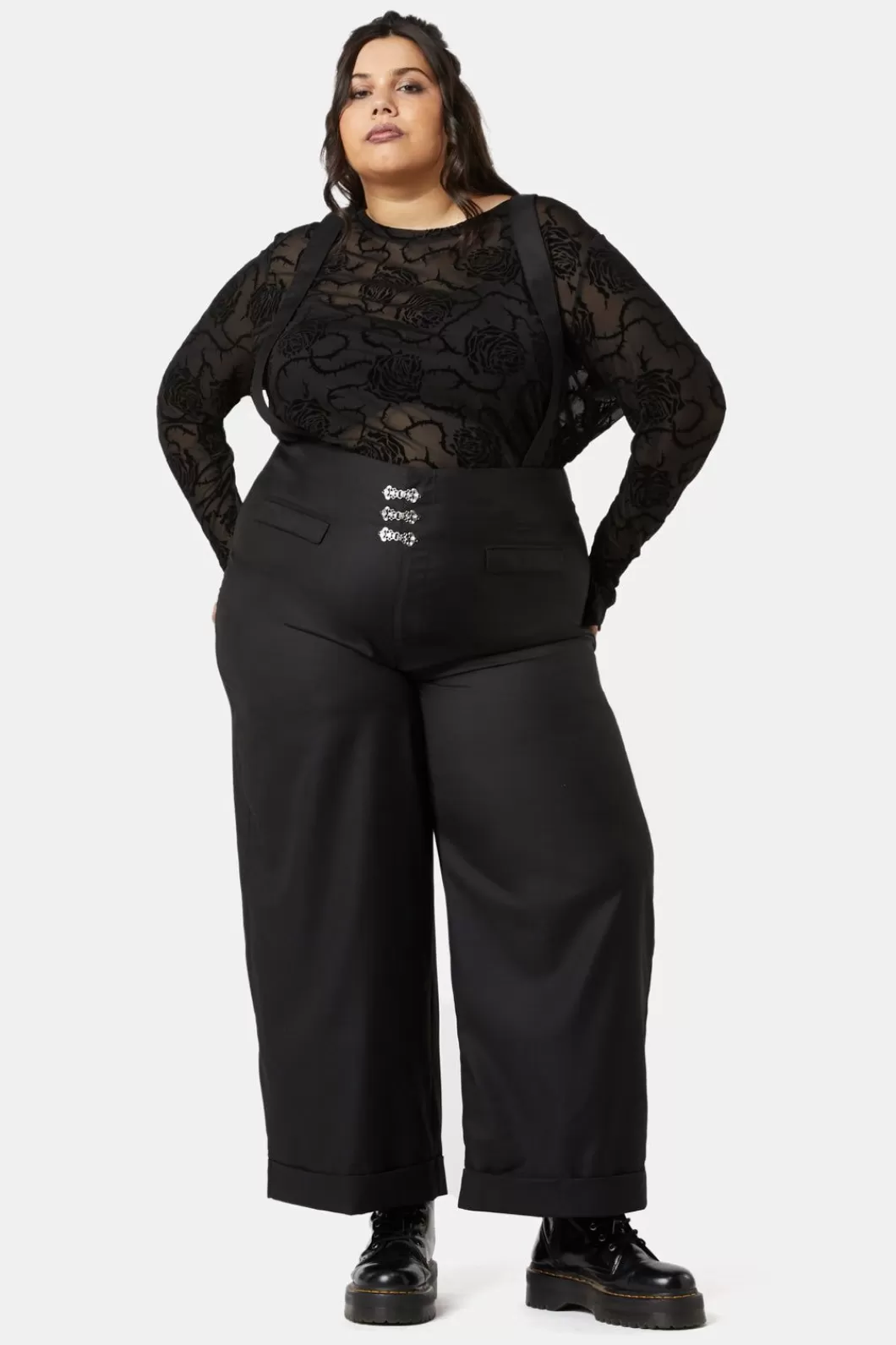 Curve Pants & Skirts<Dangerfield Curve Ornate Tux High Rise Pant