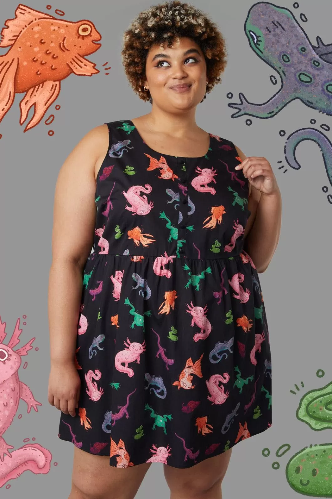 Dresses & Pinafores<Black Friday Curve Pond Life Dress