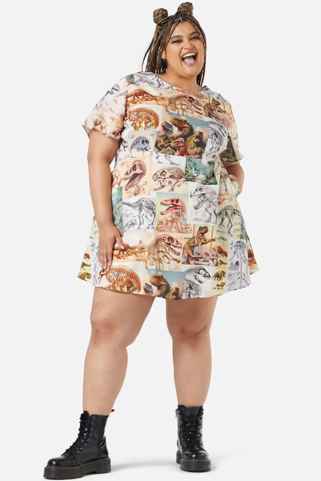 Dresses & Pinafores<Dangerfield Curve Prehistoric Dino Tile Pr Dress