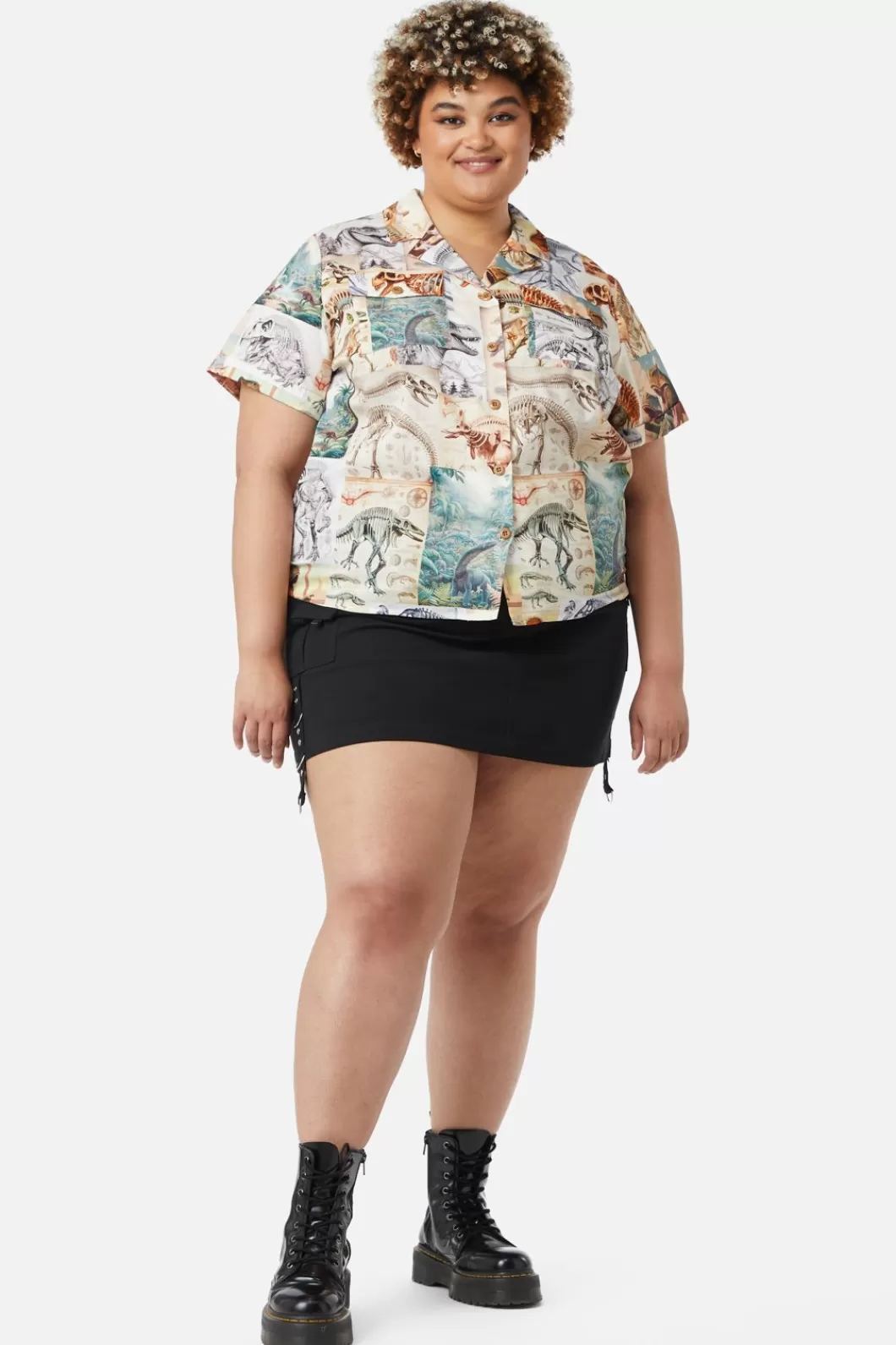 Curve Tops & Blouses<Dangerfield Curve Prehistoric Dino Tile Print Blouse