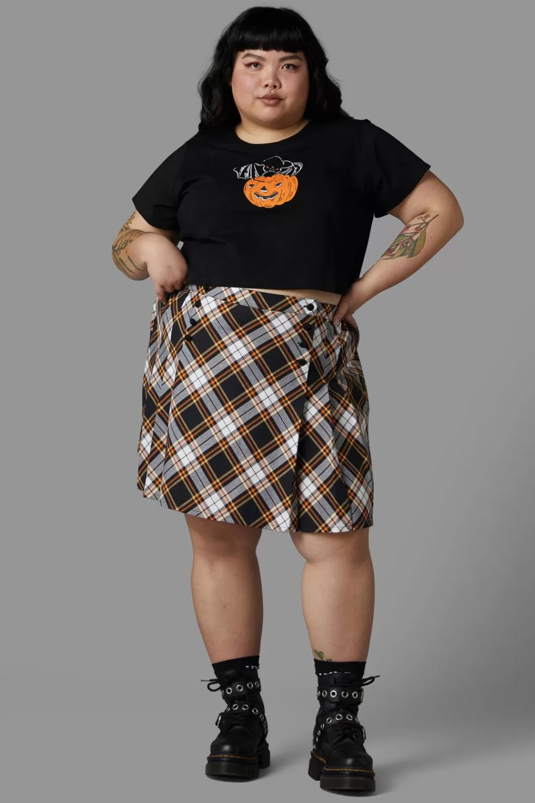 Curve Pants & Skirts<Black Friday Curve Pumpkin Tartan Skirt