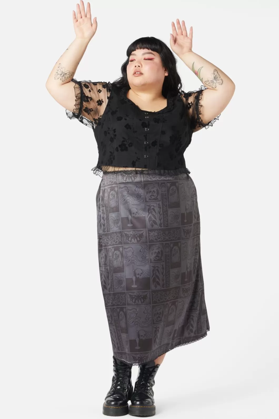 Curve Pants & Skirts<Dangerfield Curve Ruined Mansion Satin Brocade Skirt