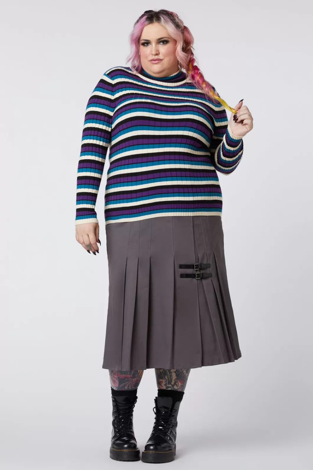 Knitwear & Cardis<Dangerfield Curve Tabby Stripe Skivvy Knit