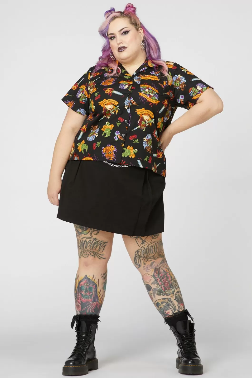 Curve Tops & Blouses<Dangerfield Curve Tattoo Zombie Cot Shirt