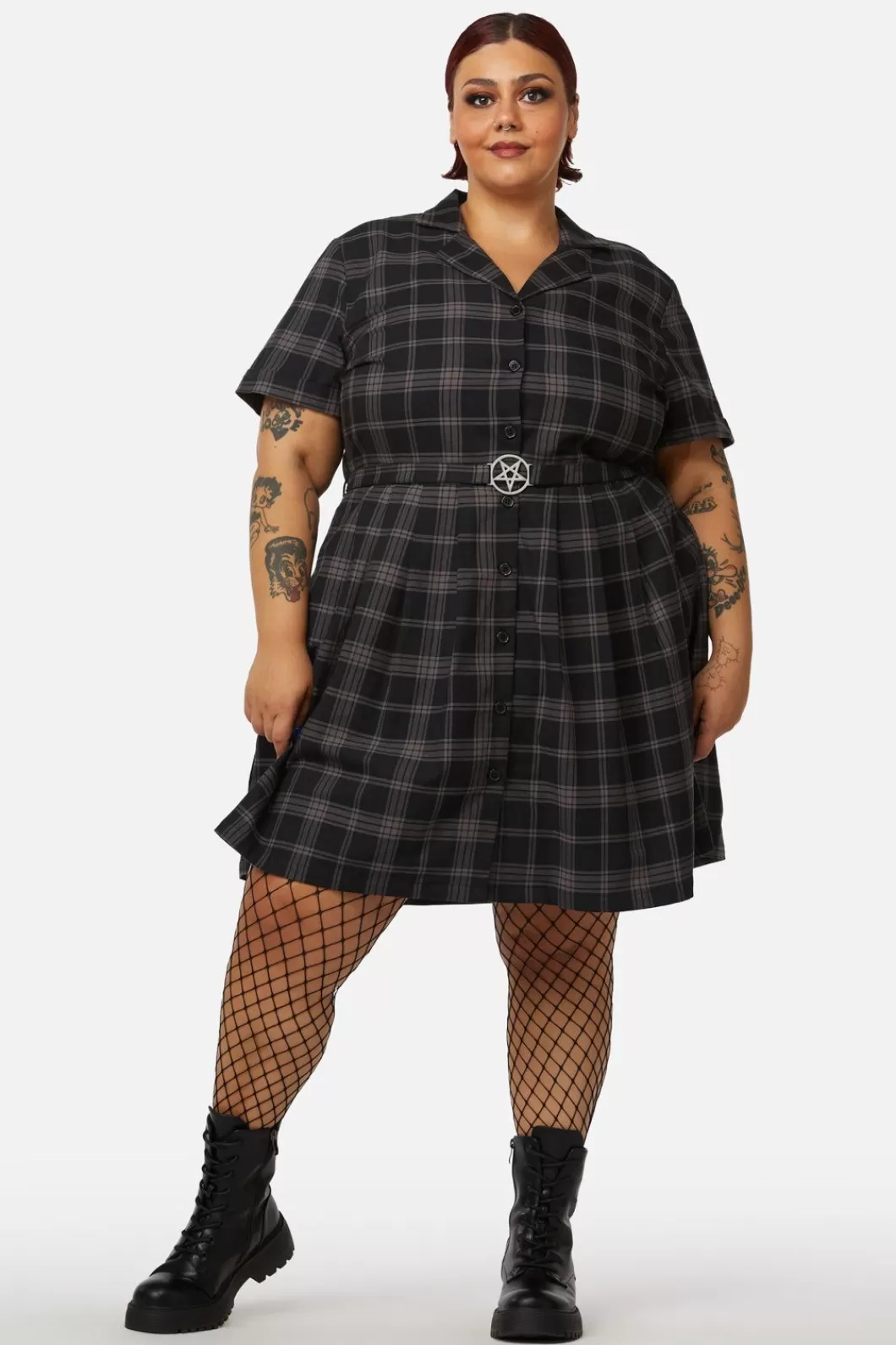 Dresses & Pinafores<Dangerfield Curve Victoria Tartan Pleated Dress