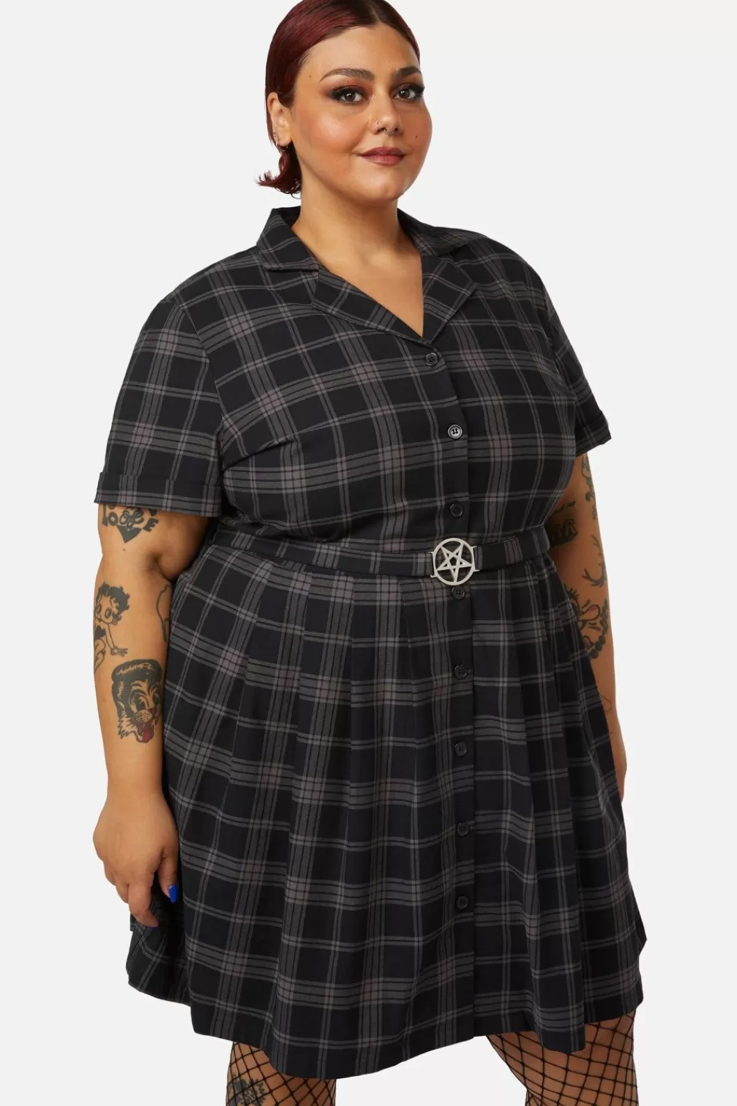 Dresses & Pinafores<Dangerfield Curve Victoria Tartan Pleated Dress