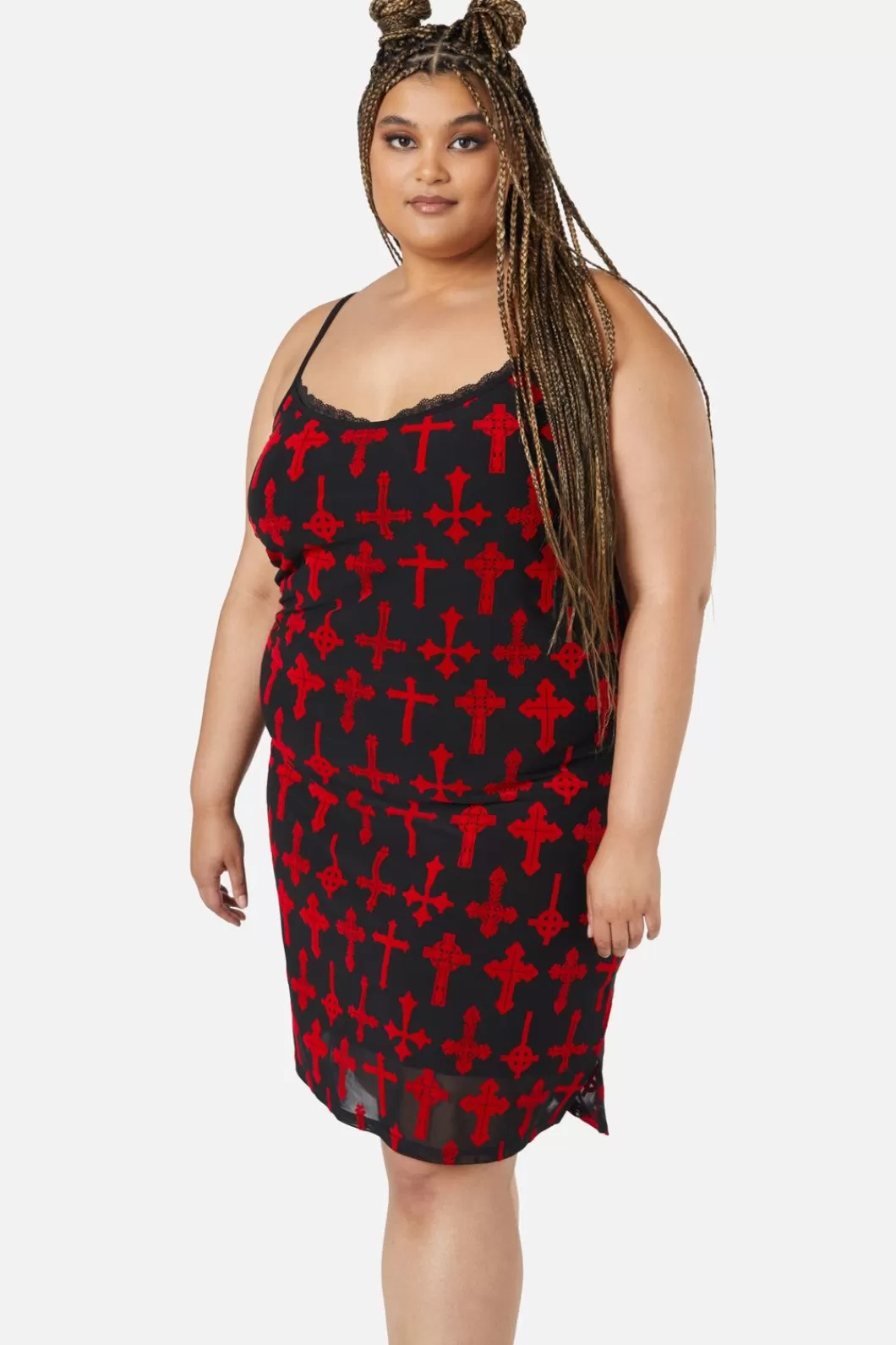 Dresses & Pinafores<Dangerfield Curve Vowed Flocked Mesh Dress