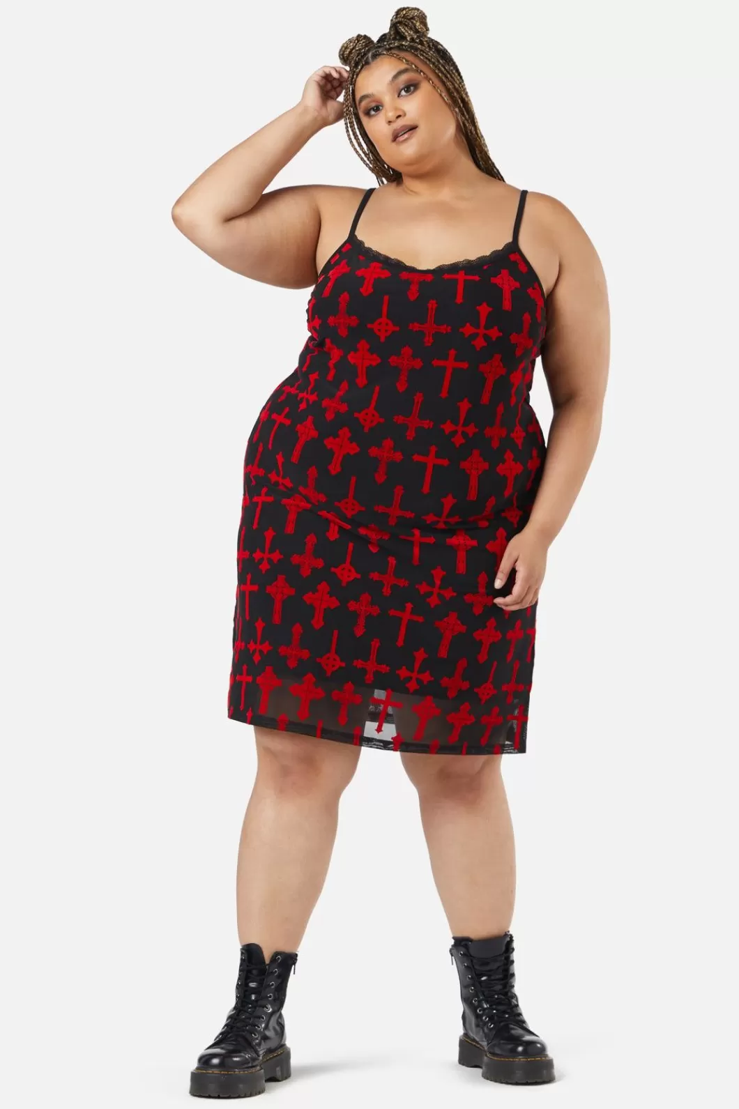 Dresses & Pinafores<Dangerfield Curve Vowed Flocked Mesh Dress