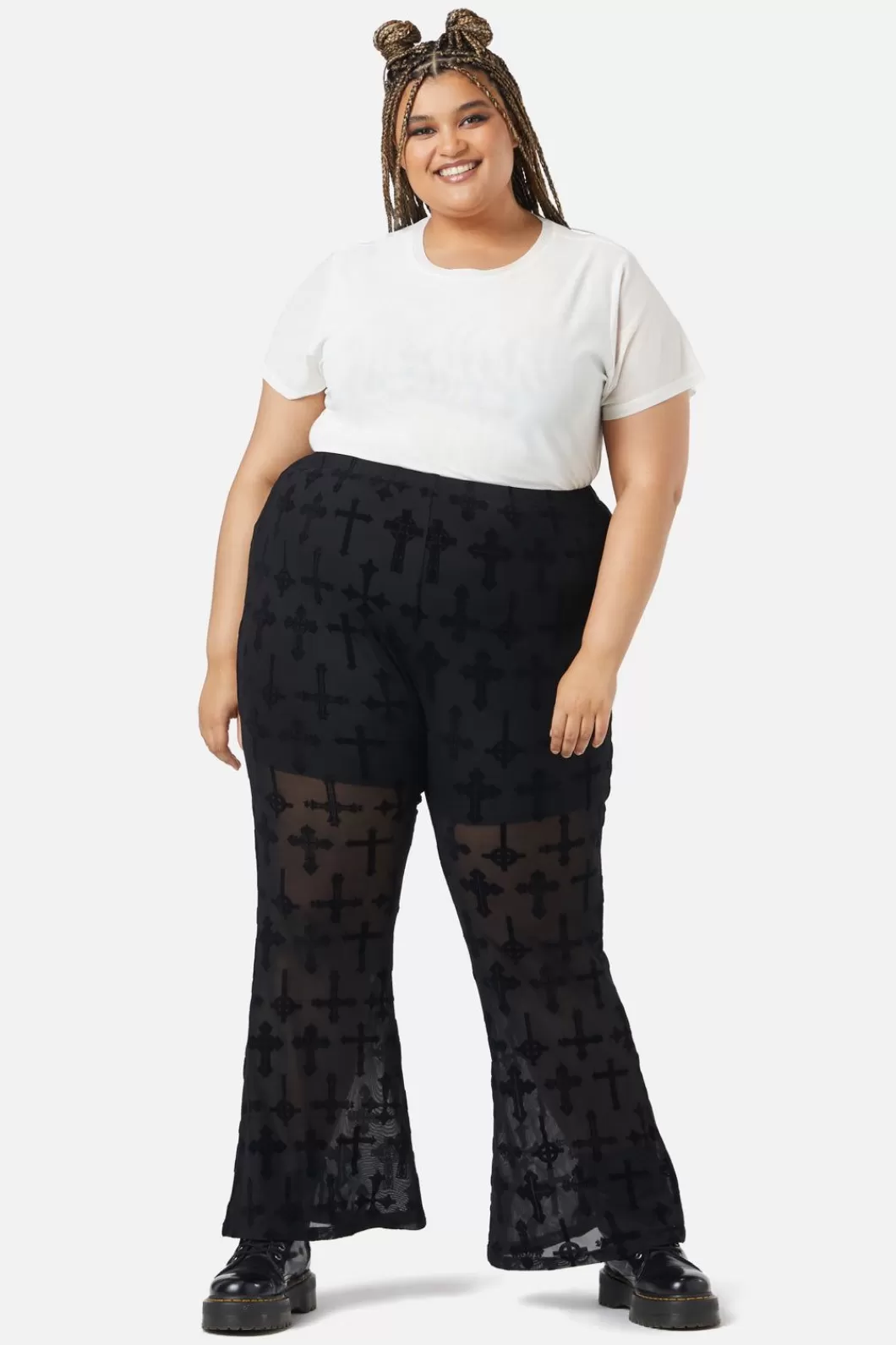 Curve Pants & Skirts<Dangerfield Curve Vowed Flocked Mesh Pant