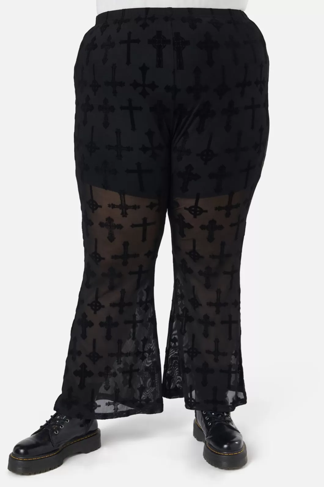 Curve Pants & Skirts<Dangerfield Curve Vowed Flocked Mesh Pant