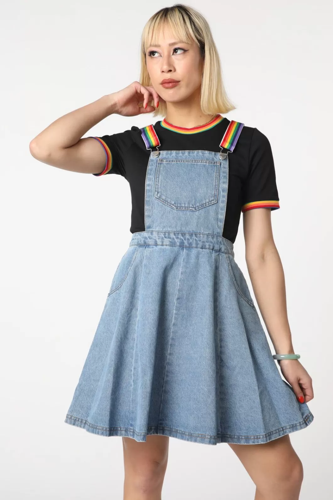 Dresses & Pinafores<Dangerfield Denim Rainbow Strap Pinny