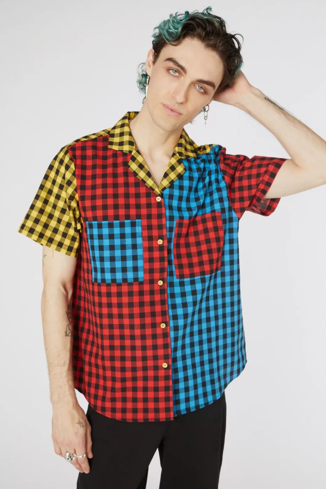 Pants & Shorts<Dangerfield Festive Gingham Short Sleeve Shirt